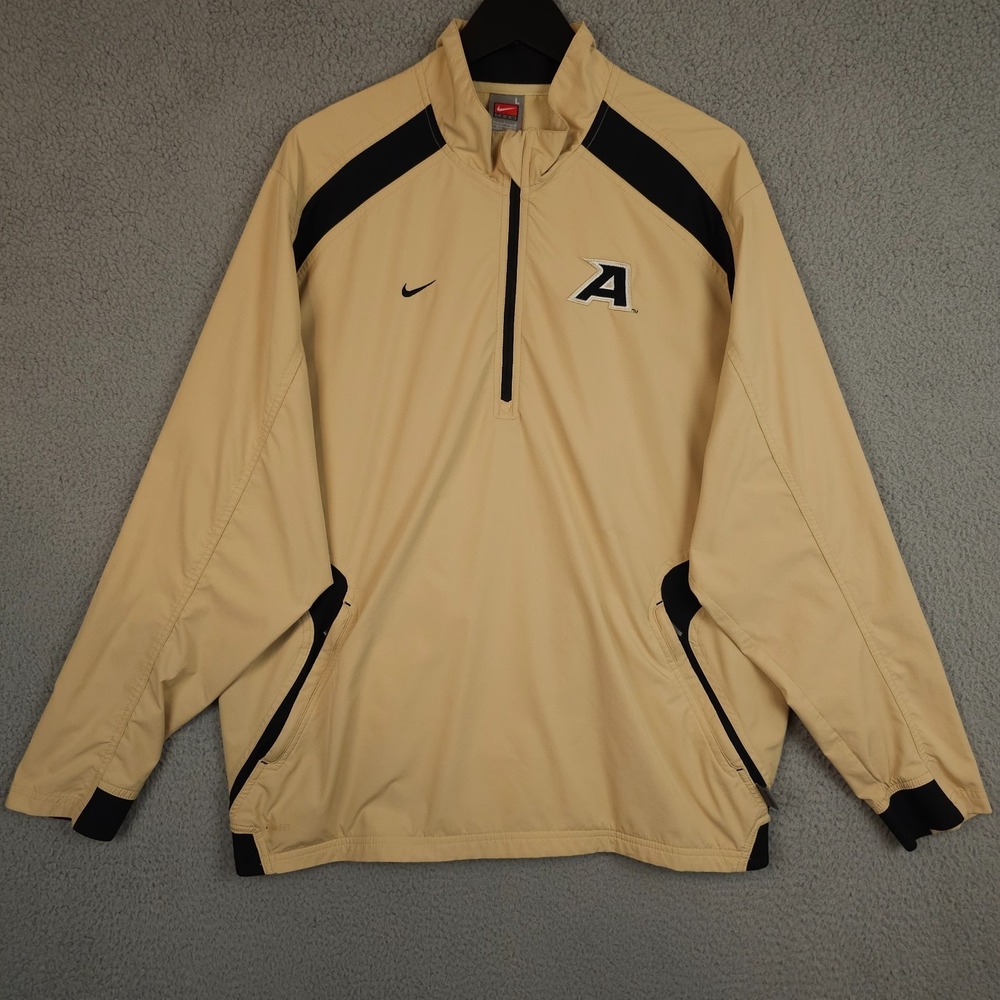 Vintage Army Black Knights Windbreaker Men L Beige Nike Fit Storm 1/4 Zip Jacket
